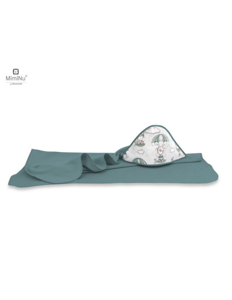 BN-6426972014243,MimiNu - Prosop mare cu gluga, Dimensiune 100x100 cm, Din bumbac si thermo fleece, Materiale certificate Oeko T