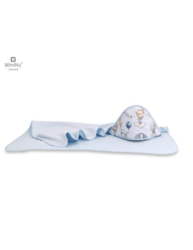 BN-6426972014250,MimiNu - Prosop mare cu gluga, Dimensiune 100x100 cm, Din bumbac si thermo fleece, Materiale certificate Oeko T