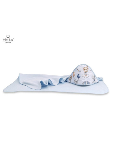 BN-6426972014250,MimiNu - Prosop mare cu gluga, Dimensiune 100x100 cm, Din bumbac si thermo fleece, Materiale certificate Oeko T
