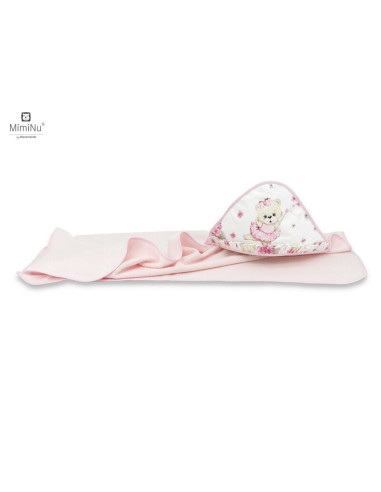 BN-6426972014274,MimiNu - Prosop mare cu gluga si volanas, Dimensiune 100x100 cm, Din bumbac si thermo fleece, Materiale certifi