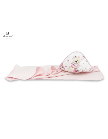 BN-6426972014274,MimiNu - Prosop mare cu gluga si volanas, Dimensiune 100x100 cm, Din bumbac si thermo fleece, Materiale certifi