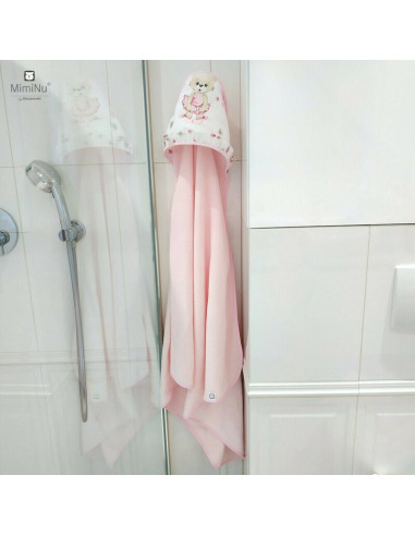 BN-6426972014274,MimiNu - Prosop mare cu gluga si volanas, Dimensiune 100x100 cm, Din bumbac si thermo fleece, Materiale certifi