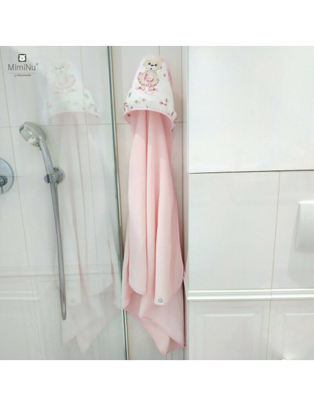 BN-6426972014274,MimiNu - Prosop mare cu gluga si volanas, Dimensiune 100x100 cm, Din bumbac si thermo fleece, Materiale certifi