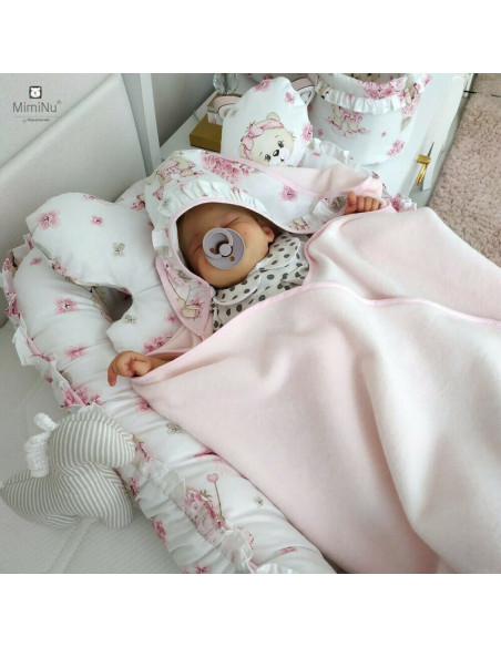 BN-6426972014274,MimiNu - Prosop mare cu gluga si volanas, Dimensiune 100x100 cm, Din bumbac si thermo fleece, Materiale certifi