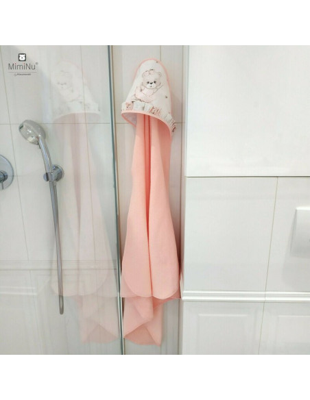 BN-6426972014281,MimiNu - Prosop mare cu gluga si volanas, Dimensiune 100x100 cm, Din bumbac si thermo fleece, Materiale certifi