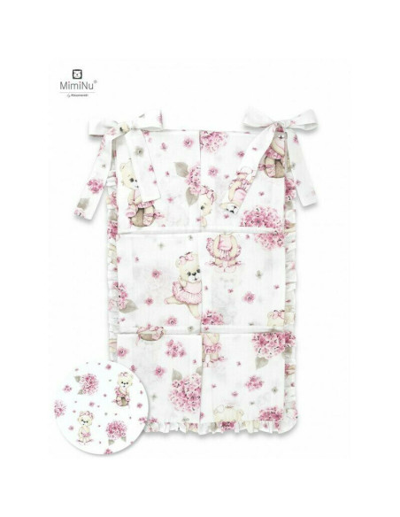 BN-6426972014427,MimiNu - Organizator pentru patut, Din bumbac certificat Oeko Tex Standard 100, Cu 6 compartimente, Cu doua pan