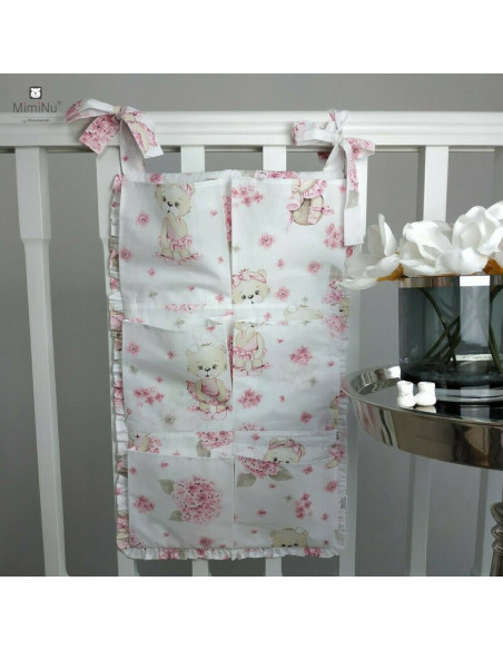 BN-6426972014427,MimiNu - Organizator pentru patut, Din bumbac certificat Oeko Tex Standard 100, Cu 6 compartimente, Cu doua pan