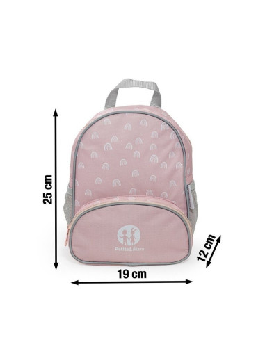 BN-506109,Petite&Mars - Ghiozdan pentru copii Backie, Greutate redusa, Curea impotriva alunecarii de pe umeri, Ornamente reflect