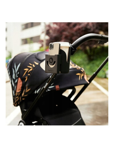 BN-LO-OVE,Lionelo - Suport universal pentru biberon/pahar si telefon Ove, Cu sistem de rotire 360, Negru