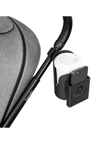 BN-LO-OVE,Lionelo - Suport universal pentru biberon/pahar si telefon Ove, Cu sistem de rotire 360, Negru