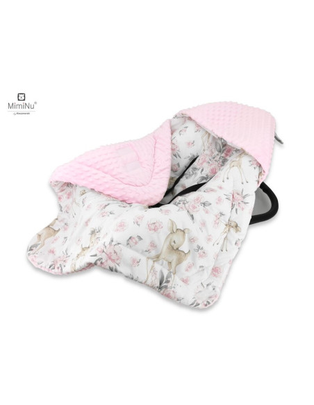 BN-6426972016674,MimiNu - Paturica calduroasa de infasat pentru scoica, scaun auto/carucior, Cu gluga si urechi, Cu sistem de pr