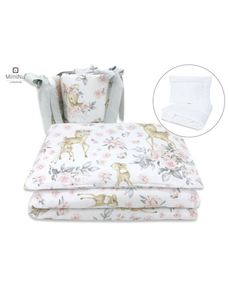 BN-6426972015981,MimiNu - Set lenjerie patut 5 piese, Cu pilota si perna, Din bumbac certificat Oeko Tex Standard 100, Pentru pa