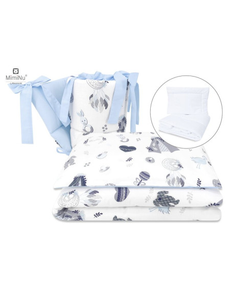 BN-6426972015998,MimiNu - Set lenjerie patut 5 piese, Cu pilota si perna, Din bumbac certificat Oeko Tex Standard 100, Pentru pa