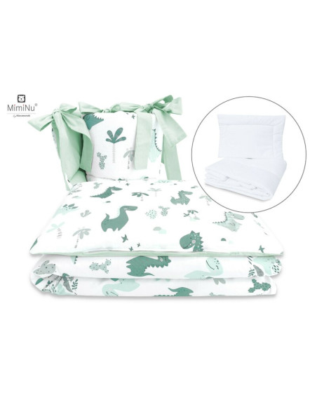 BN-6426972016001,MimiNu - Set lenjerie patut 5 piese, Cu pilota si perna, Din bumbac certificat Oeko Tex Standard 100, Pentru pa