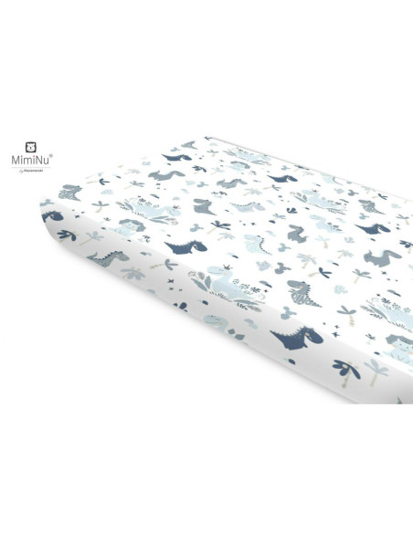 BN-6426972016582,MimiNu - Cearceaf cu elastic, Din bumbac certificat Oeko Tex Standard 100, Pentru pat 160x80 cm, Dino Granat