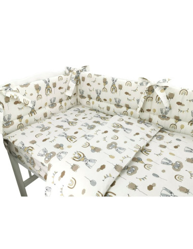 BN-6426972016834,Qmini - Lenjerie patut 3 piese, Cu protectie laterala, Din bumbac certificat Oeko Tex Standard 100, Pentru patu