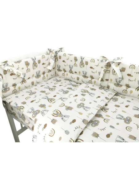BN-6426972016834,Qmini - Lenjerie patut 3 piese, Cu protectie laterala, Din bumbac certificat Oeko Tex Standard 100, Pentru patu