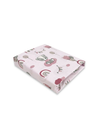 BN-6426972016940,Qmini - Cearceaf cu elastic pentru patut 120X60 cm, Din bumbac certificat Oeko Tex Standard 100, Teddy Bears on