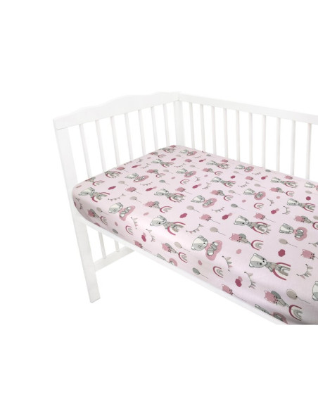BN-6426972016940,Qmini - Cearceaf cu elastic pentru patut 120X60 cm, Din bumbac certificat Oeko Tex Standard 100, Teddy Bears on