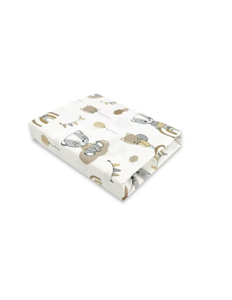 BN-6426972016957,Qmini - Cearceaf cu elastic pentru patut 140X70 cm, Din bumbac certificat Oeko Tex Standard 100, Teddy Bears on