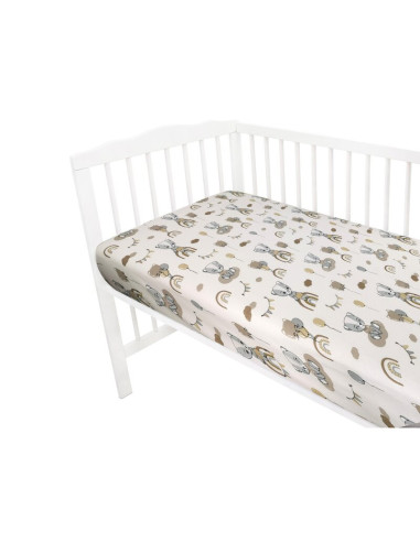 BN-6426972016957,Qmini - Cearceaf cu elastic pentru patut 140X70 cm, Din bumbac certificat Oeko Tex Standard 100, Teddy Bears on