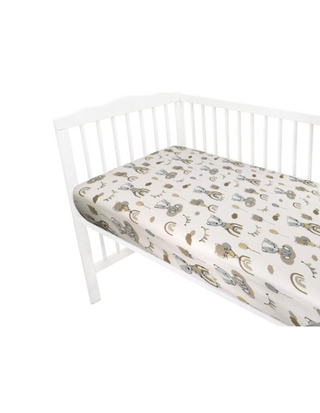 BN-6426972016957,Qmini - Cearceaf cu elastic pentru patut 140X70 cm, Din bumbac certificat Oeko Tex Standard 100, Teddy Bears on