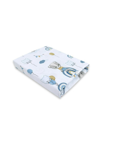 BN-6426972016964,Qmini - Cearceaf cu elastic pentru patut 140X70 cm, Din bumbac certificat Oeko Tex Standard 100, Teddy Bears on