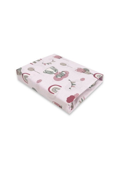 BN-6426972016971,Qmini - Cearceaf cu elastic pentru patut 140X70 cm, Din bumbac certificat Oeko Tex Standard 100, Teddy Bears on