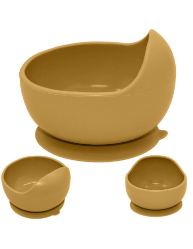 BN-707819,Petite&Mars - Bol din silicon fara BPA, Cu ventuza, TAKE&MATCH, 6 luni+, Ocru