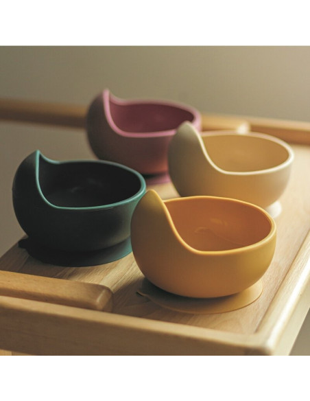 BN-707819,Petite&Mars - Bol din silicon fara BPA, Cu ventuza, TAKE&MATCH, 6 luni+, Ocru