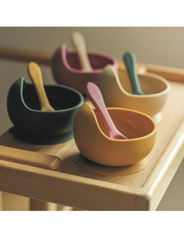 BN-707819,Petite&Mars - Bol din silicon fara BPA, Cu ventuza, TAKE&MATCH, 6 luni+, Ocru