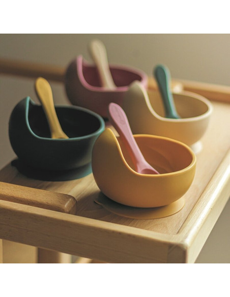 BN-707819,Petite&Mars - Bol din silicon fara BPA, Cu ventuza, TAKE&MATCH, 6 luni+, Ocru