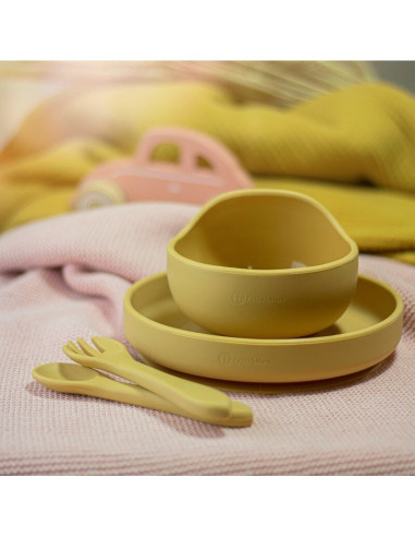 BN-707819,Petite&Mars - Bol din silicon fara BPA, Cu ventuza, TAKE&MATCH, 6 luni+, Ocru