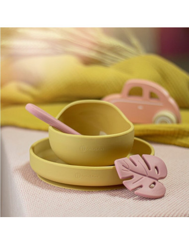 BN-707819,Petite&Mars - Bol din silicon fara BPA, Cu ventuza, TAKE&MATCH, 6 luni+, Ocru