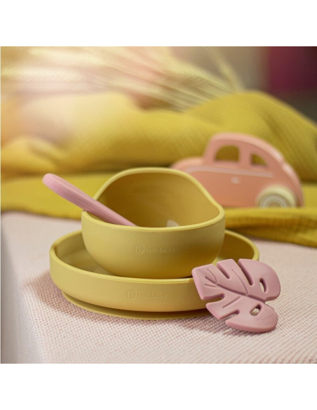 BN-707819,Petite&Mars - Bol din silicon fara BPA, Cu ventuza, TAKE&MATCH, 6 luni+, Ocru