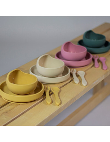 BN-707819,Petite&Mars - Bol din silicon fara BPA, Cu ventuza, TAKE&MATCH, 6 luni+, Ocru