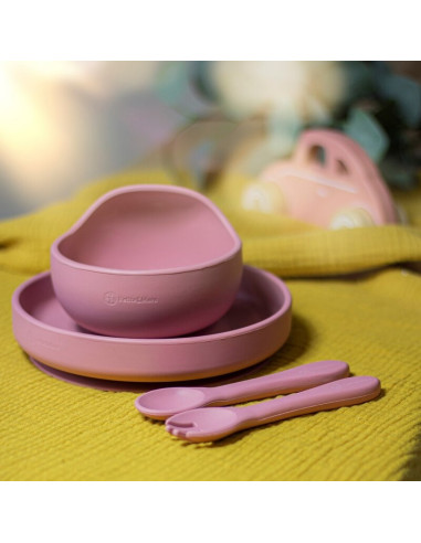 BN-707820,Petite&Mars - Bol din silicon fara BPA, Cu ventuza, TAKE&MATCH, 6 luni+, 350 ml, Roz