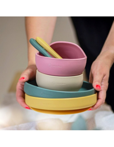 BN-707820,Petite&Mars - Bol din silicon fara BPA, Cu ventuza, TAKE&MATCH, 6 luni+, 350 ml, Roz