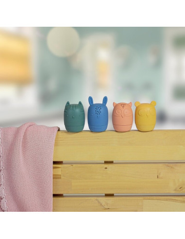BN-598815,Petite&Mars - Set 4 jucarii de baie Amigos, Din silicon, Fara BPA, 6 luni+, Multicolor