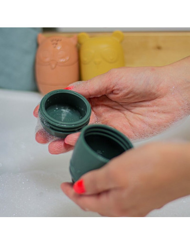 BN-598815,Petite&Mars - Set 4 jucarii de baie Amigos, Din silicon, Fara BPA, 6 luni+, Multicolor