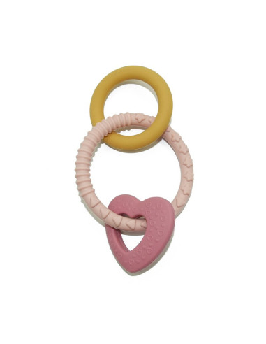 BN-712909,Petite&Mars - Jucarie de dentitie Love, Din silicon fara BPA, Racire in frigider, Roz