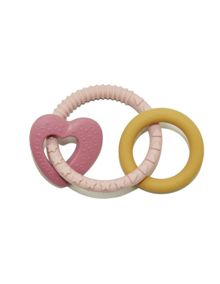 BN-712909,Petite&Mars - Jucarie de dentitie Love, Din silicon fara BPA, Racire in frigider, Roz