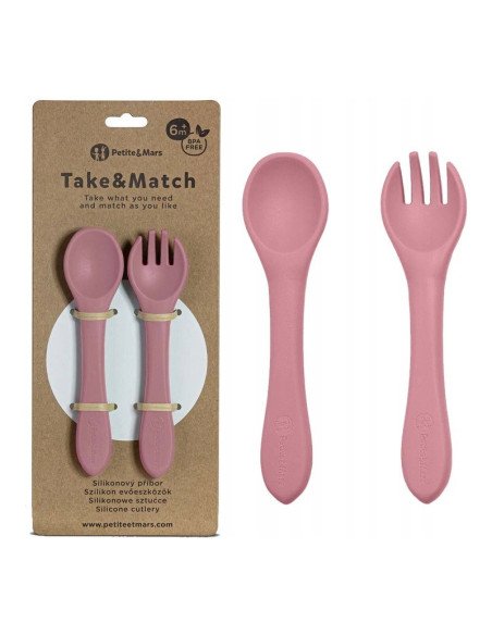 BN-709820,Petite&Mars - Set tacamuri din silicon fara BPA, Take&Match, 6 luni+, Roz
