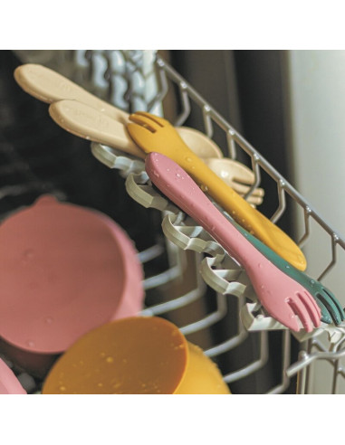 BN-709820,Petite&Mars - Set tacamuri din silicon fara BPA, Take&Match, 6 luni+, Roz