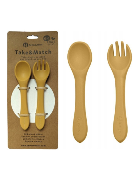 BN-709819,Petite&Mars - Set tacamuri din silicon fara BPA, Take&Match, 6 luni+, Ocru BN-709819,Petite&Mars - Set tacamuri din silicon fara BPA, Take&Match, 6 luni+, Ocru