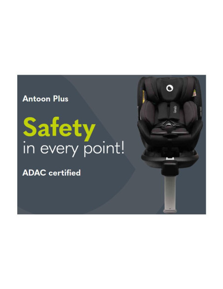 BN-LO-ANTOON_PLUS_BLACK_ONYX,Lionelo - Scaun auto I-size Antoon Plus, Pozitie de somn, Protectie laterala, Rotire 360 grade, 0-1