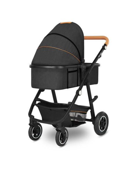 BN-LO-AMBER_2IN1_GREY_GRAPHITE,Lionelo - Carucior Amber, 2 in 1, Cadru aluminiu, Cu landou intarit si salteluta moale, Reversibi