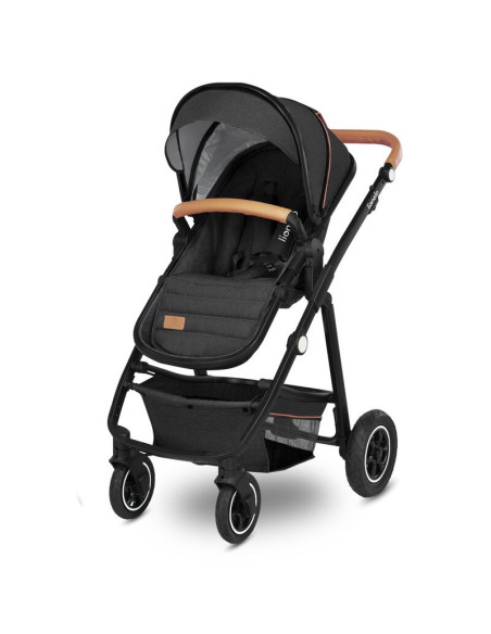 BN-LO-AMBER_2IN1_GREY_GRAPHITE,Lionelo - Carucior Amber, 2 in 1, Cadru aluminiu, Cu landou intarit si salteluta moale, Reversibi