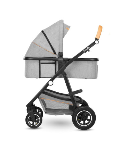 BN-LO-AMBER_2IN1_GREY_STONE,Lionelo - Carucior Amber, 2 in 1, Cadru aluminiu, Cu landou intarit si salteluta moale, Reversibil, 