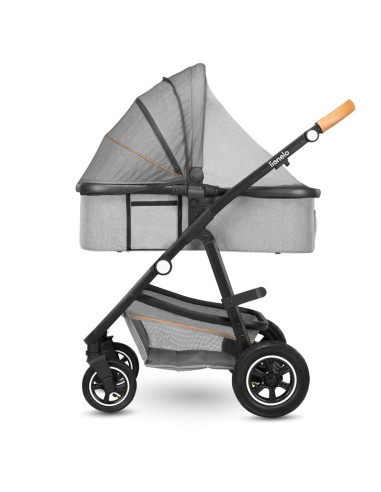 BN-LO-AMBER_2IN1_GREY_STONE,Lionelo - Carucior Amber, 2 in 1, Cadru aluminiu, Cu landou intarit si salteluta moale, Reversibil, 